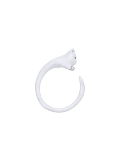 white Brass Enamel Animal Cute Band Ring