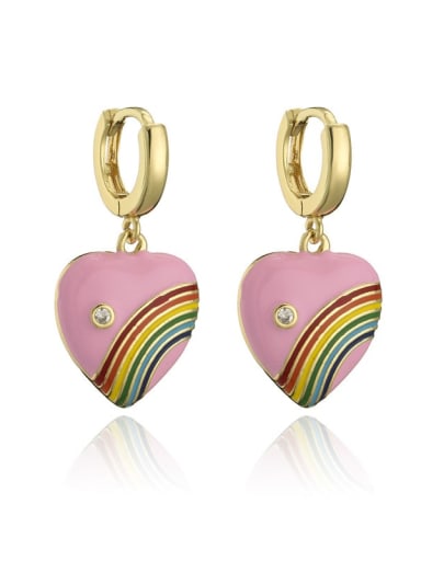 40969 Brass Enamel Heart Cute Huggie Earring