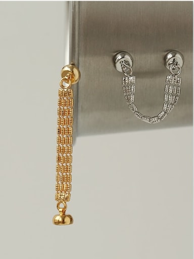 Brass Cubic Zirconia Tassel Hip Hop Fashion chain tassel without pierced ears Single Earring