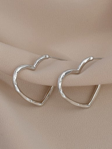 Steel color ED65803 Brass Heart Trend Hoop Earring