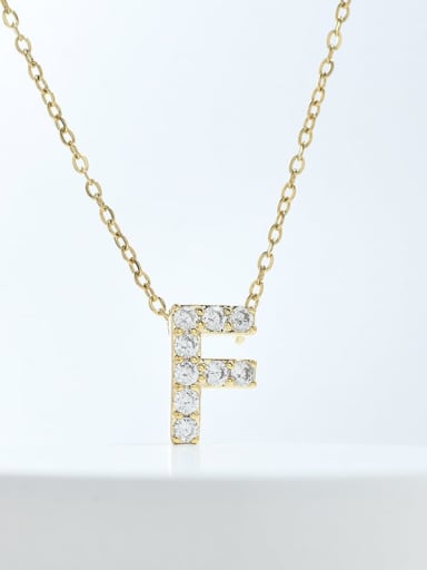 Brass Cubic Zirconia Letter Minimalist Necklace