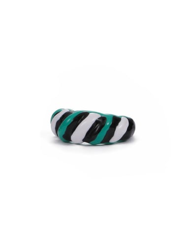 Contrast stripe Zinc Alloy Enamel Heart Minimalist Band Ring