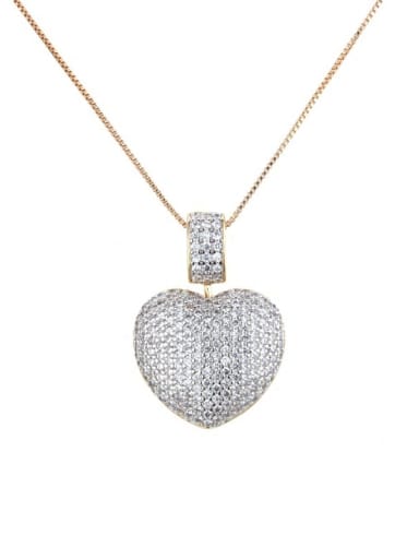 Brass Rhinestone Heart Dainty   Pendant Necklace