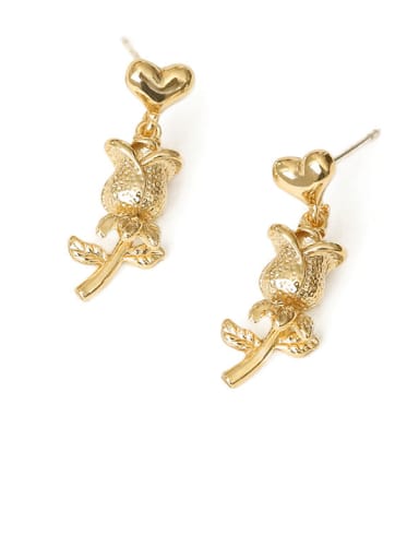 Brass Rosary Flower Vintage Stud Earring