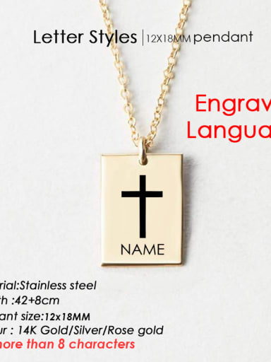 Stainless steel  Minimalist engrave language geometry Pendant Necklace