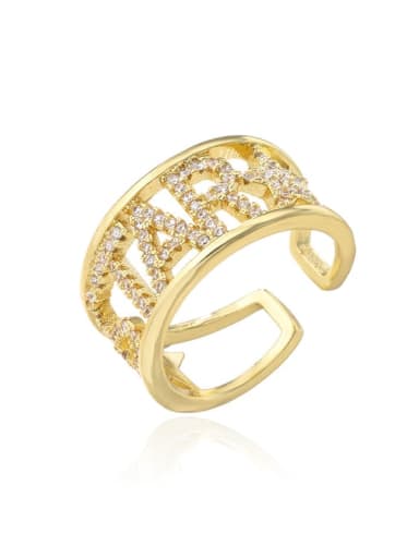 10730 Brass Cubic Zirconia Letter Vintage Band Ring