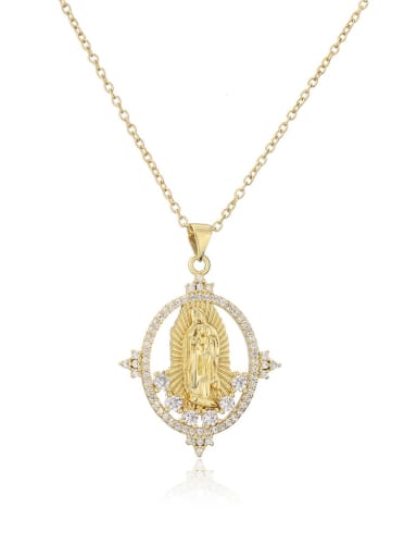 21327 Brass Cubic Zirconia Religious Vintage Regligious Necklace