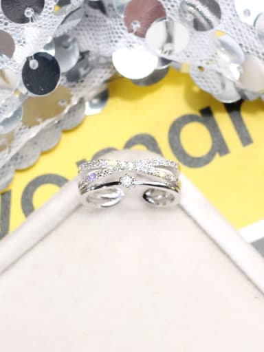 Alloy +Rhinestone White Geometric Trend Stackable Ring/Free Size Ring