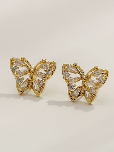 Brass Imitation Pearl Butterfly Vintage Stud Trend Korean Fashion Earring