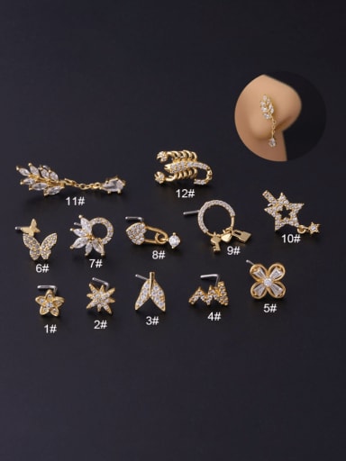 Stainless steel Cubic Zirconia Animal Hip Hop Nose Studs
