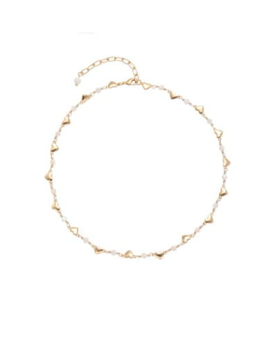custom Brass Imitation Pearl Heart Vintage Necklace