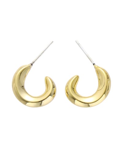 Gold earrings pair Brass Cubic Zirconia Geometric Minimalist Clip Earring