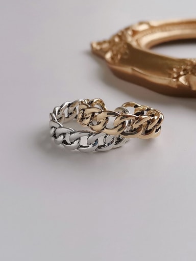 Copper Retro Hollow  Geometric Chain  Free Size Band Fashion Ring