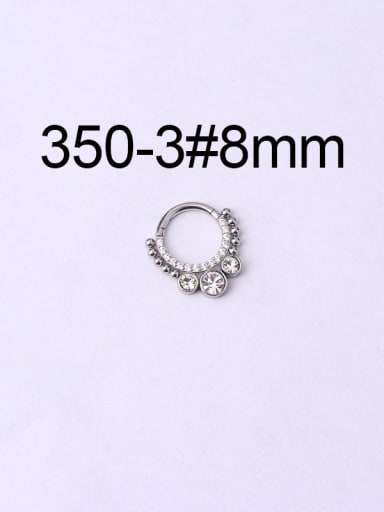 3 #8MM Stainless steel Rhinestone Geometric Hip Hop Nose Rings(Single Only One)