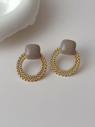 grey Brass Geometric Minimalist Drop Earring
