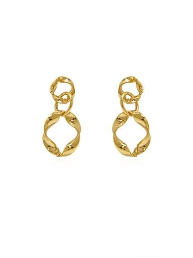 Copper Hollow Geometric Artisan Drop Trend Korean Fashion Earring