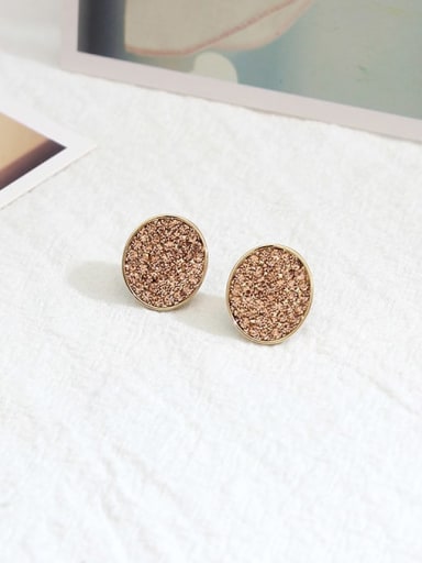 Copper Cubic Zirconia Round Dainty Stud Trend Korean Fashion Earring