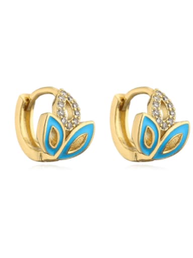42162 Brass Enamel Geometric Vintage Huggie Earring