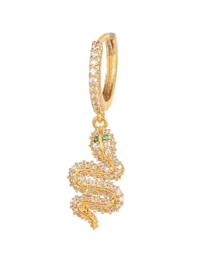 743 gold Brass Cubic Zirconia Snake Vintage Single Earring(Single -Only One)