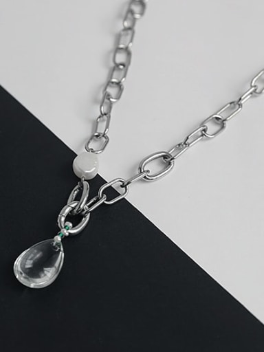 Brass Imitation crystal Water Drop Vintage Hollow Chain Necklace