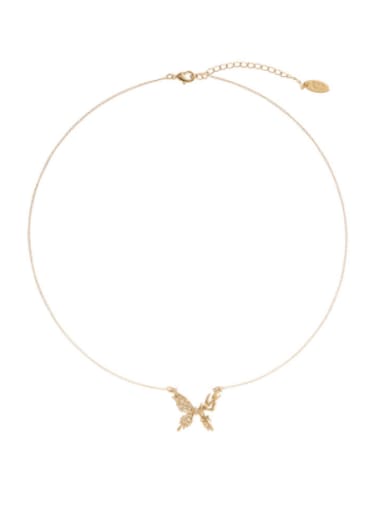 Brass Hollow  Butterfly Minimalist Necklace