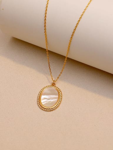 Brass Shell Geometric Minimalist Necklace