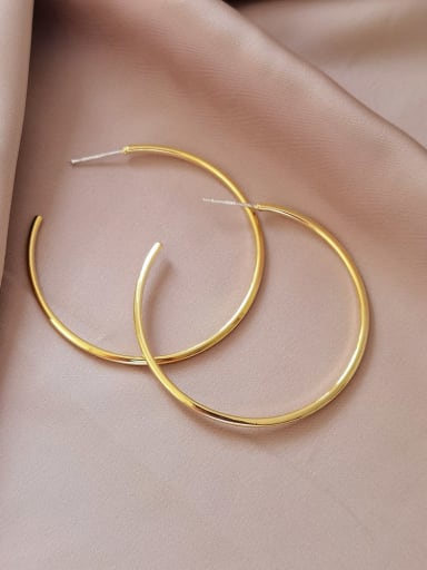 16k gold Brass Hollow Round Minimalist Hoop Earring