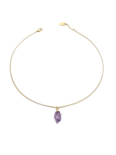 purple Brass Natural Stone Irregular Minimalist Necklace