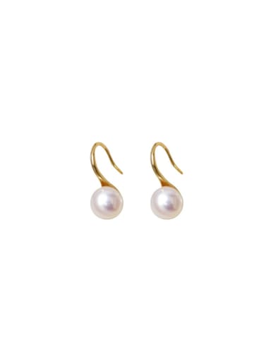 Brass Imitation Pearl Geometric Dainty Stud Earring