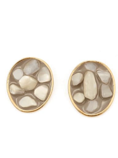 Alloy Glass Stone Round Hip Hop Stud Earring