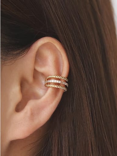 Brass Cubic Zirconia Geometric Minimalist Single  Clip Earring(Single)