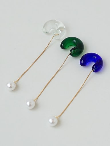 Hand  Glass Multi Color C Shape Minimalist Single Earring