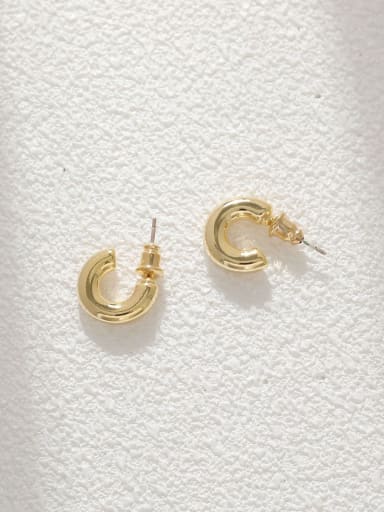 14k Gold [small] Brass Geometric Minimalist Stud Earring