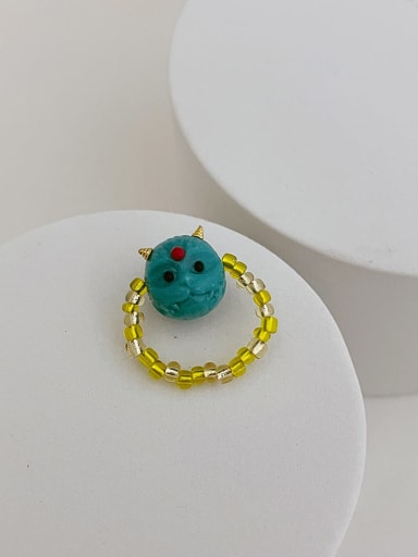 green Resin Multi Color Cute little monster Bead Ring