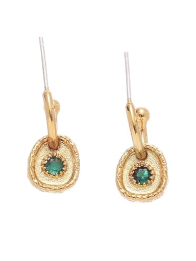 Green zircon earrings pair Brass Cubic Zirconia Geometric Vintage Necklace