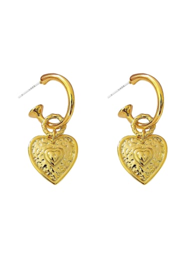 Brass Heart Vintage Huggie Earring