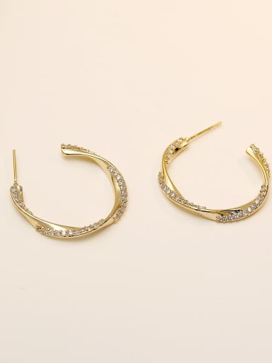 Brass Cubic Zirconia Geometric Hip Hop Hoop Trend Korean Fashion Earring