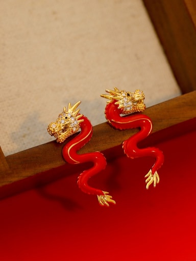 Brass Enamel Zodiac Trend Stud Earring