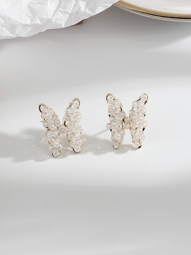 Brass Crystal Butterfly Ethnic Stud Trend Korean Fashion Earring