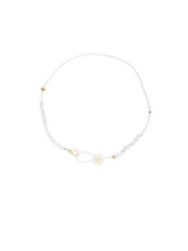 White Flower Necklace Brass Trend Flower Bracelet and Necklace Set