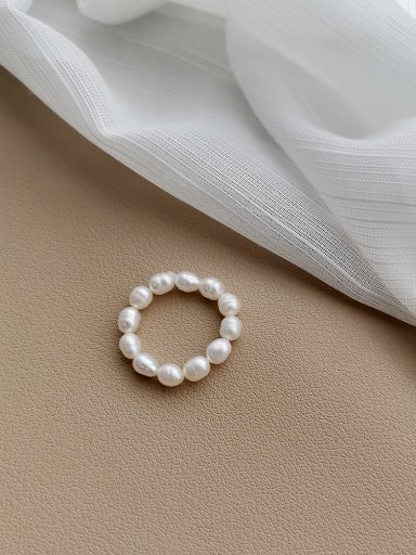Freshwater Pearl White Artisan Bead Fashion Ring