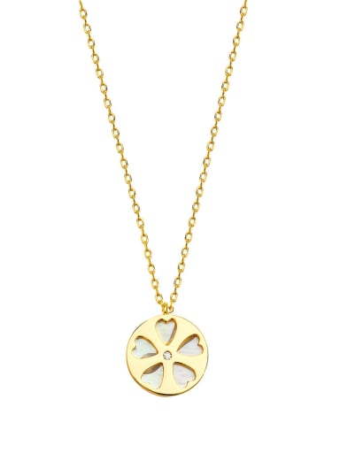 Brass Shell Flower Minimalist pendant Trend Korean Fashion Necklace