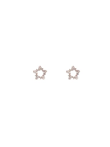 Brass Cubic Zirconia Pentagram Dainty Stud Earring