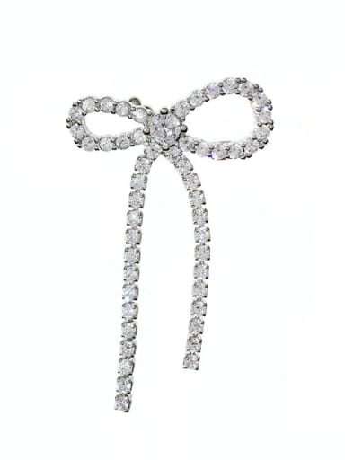 Brass Cubic Zirconia Bowknot Luxury Single Stud Earring