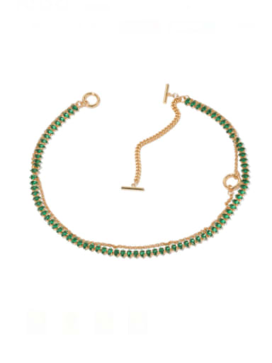 Brass Cubic Zirconia Geometric Vintage Multi Strand Necklace