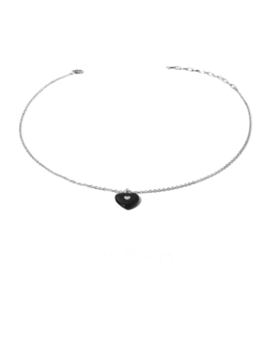 Black drip Titanium Steel Enamel Heart Vintage Necklace