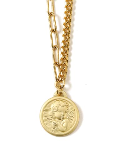 Brass Coin Artisan round pendant Necklace