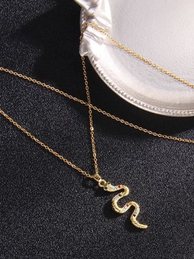 Copper Cubic Zirconia Snake Trend Necklace