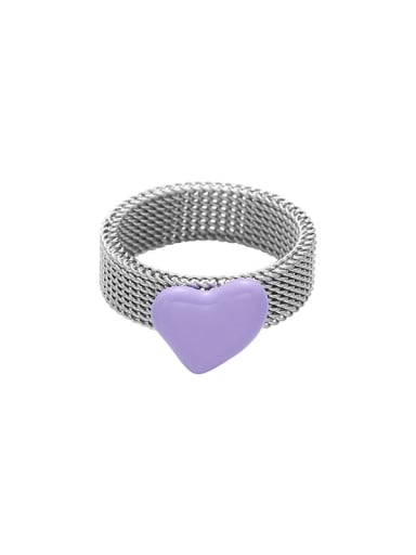 Purple Love Stainless steel Enamel Heart Cute Band Ring