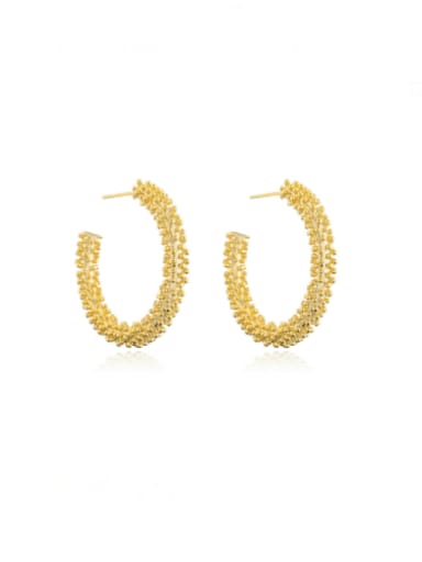 Brass Geometric Minimalist C Shape  Stud Earring